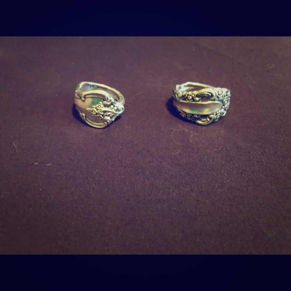 2 stainless steel spoon rings